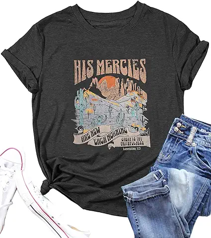 His Mercy Graphic Tee Christian Womens tshirt